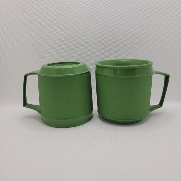 Camping Mugs Retro Melamine Plastic Travel Cup Set of 5 Vtg Alladin Deka Durable - Picture 4 of 12